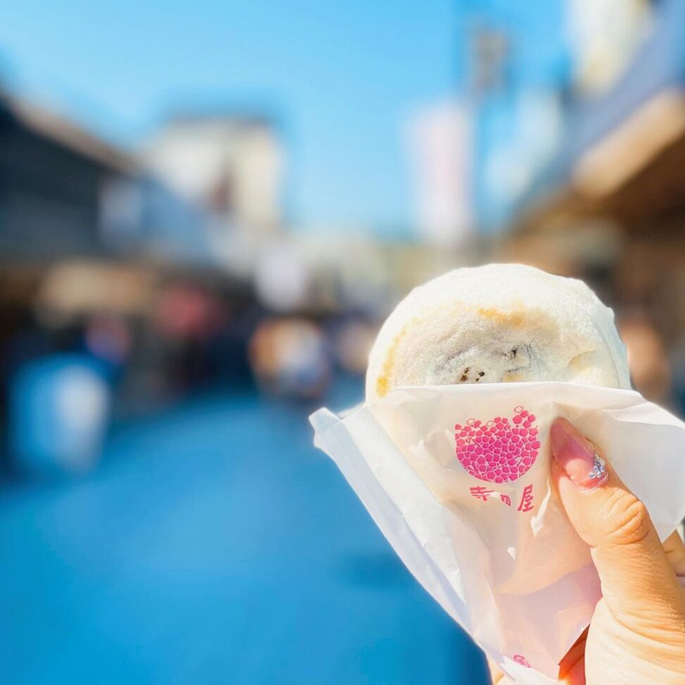 太宰府天満宮参道の一番奥にあります寺田屋 数ある梅ヶ枝餅のお店で私が一番好きなお店です ふっくらやわらかな粒あんが絶品 店内奥の喫茶スペースでは梅ヶ枝餅のほか お茶のセットやくずきり ぜんざいもいただけます あたたかい日はお庭の緑台でい 博多