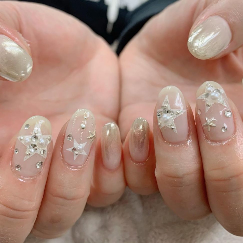 Star 秋ネイル 冬ネイル Nail Gelnail ネイル 六本木ネイルサロン シンプルネイル 大人ネイル Parajel ジェルネイル 六本木 パラジェル 一層残し フィルイン ネイルファン倶楽部 Nailfunclub ネイルファン倶楽部