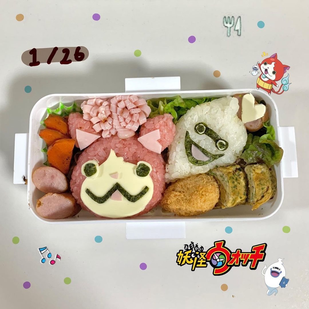 久しぶりに妹からのリクエストで妖怪ウォッチ 制作時間１時間半 キャラ弁 キャラクター弁当 妖怪ウォッチ 妖怪ウォッチ弁当 ジバニャン ジバニャン弁当 ウィスパー ウィスパー弁当 お弁当 お弁当作り Oben365 てづくり お弁当コンテスト 毎日更新